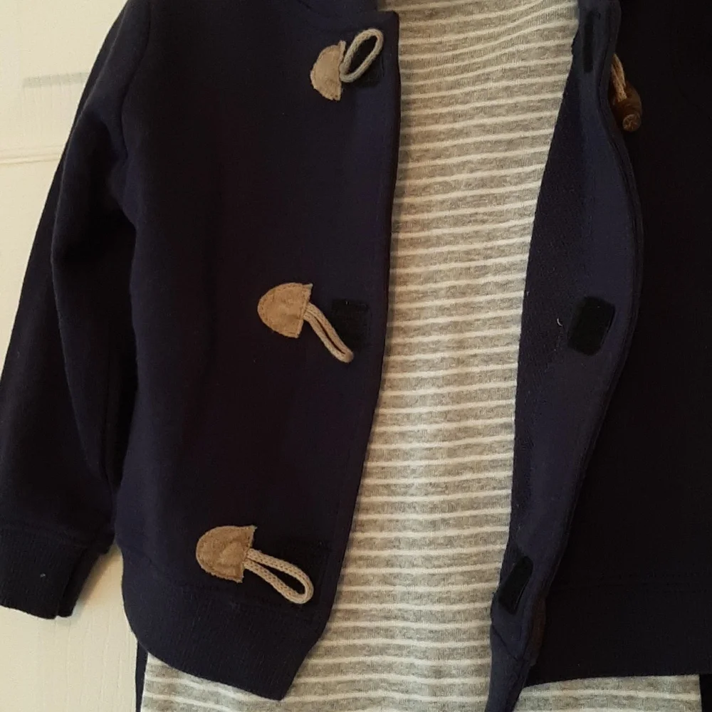 2 NWT Carter's Navy and Gray 3 Piece Baby Outfit Set